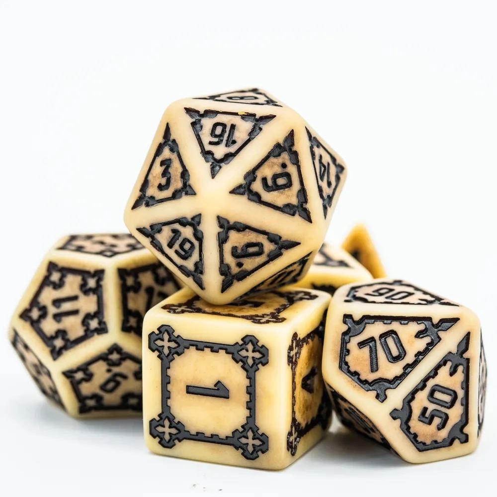 Castle on Dragon Bone Resin - 7pcs RPG Oversized Dice Set