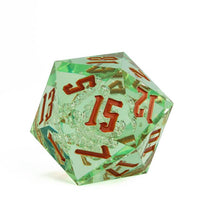 Thumbnail for Bubbles in Clear & Green Sharp Acrylic - D20 RPG Dice