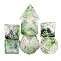 Thumbnail for Glitter in White & Purple with Green Resin - 7pcs RPG Full Dice Set