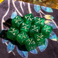Thumbnail for 10pcs D6 12mm Dice Acrylic Gold Font Counter Numbers Green
