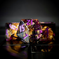 Thumbnail for Foil Feather Black & Clear Filled Sharp Resin - 7pcs RPG Dice Set