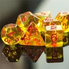 Axe in Clear & Yellow Resin - 7pcs RPG Full Dice Set