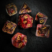 Thumbnail for Black & Red Swirl in Clear Resin - 7pcs RPG Full Dice Set