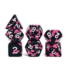 7pcs Dice Acrylic Splatter White Font Black Pink