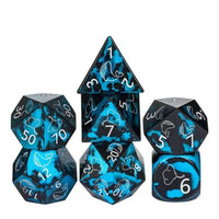 Thumbnail for 7pcs Dice Metal Aluminium White Font Whales Black Blue