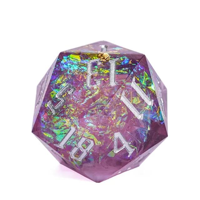 Candy in Purple with White Foil Sharp Resin - D20 RPG Dice