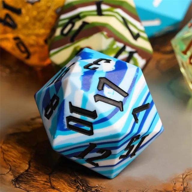 Cyan & White Layered Silicone - D20 RPG Dice