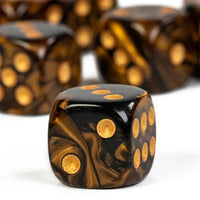 Thumbnail for 16mm Gold & Black Acrylic  - 6pcs D6 RPG Dice Set