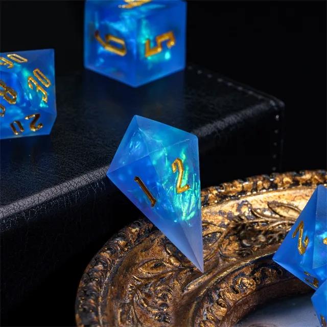 Candy in Blue Frosted Sharp Resin - 7pcs RPG Dice Set