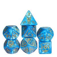 Thumbnail for Weapons on Silk Blue Acrylic - 7pcs RPG Oversized Dice Set