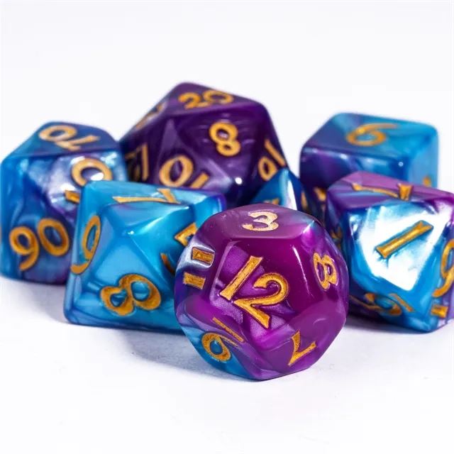 Blend of Purple & Purple Acrylic - 7pcs RPG Mini Dice Set