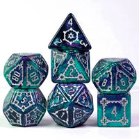 Thumbnail for Castle on Purple & Teal Resin - 7pcs RPG Oversized Dice Set