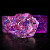 Thumbnail for Glitter in Clear Pink Acrylic - 7pcs RPG Full Dice Set Close