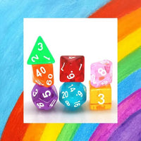 Thumbnail for 7pcs Dice Acrylic Clear White Font Rainbow