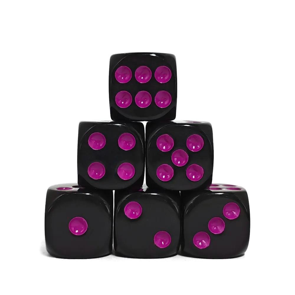 30pcs D6 16mm Dice Acrylic Pips Purple Font Black