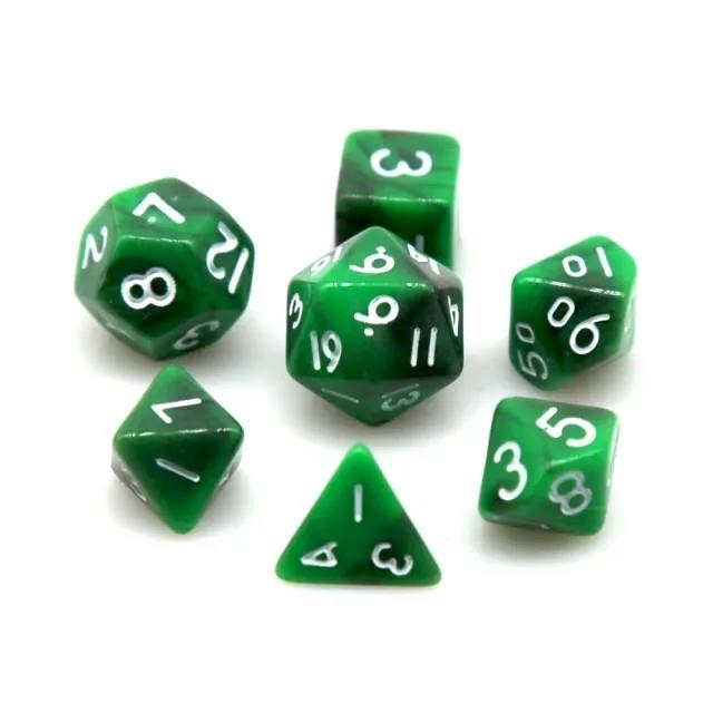 7pcs Dice Acrylic Mini White Font Black Green