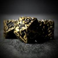 Thumbnail for 7pcs RPG Dice Set - Black Wash over Bronze Metal Brains