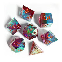 Thumbnail for Electroplated Blue & Red with Candy Sharp Resin - 7pcs RPG Dice Set