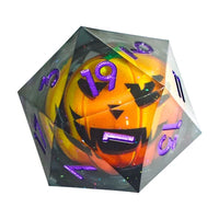 Thumbnail for Pumpkin in Grey & Clear Sharp Resin - D20 RPG Dice