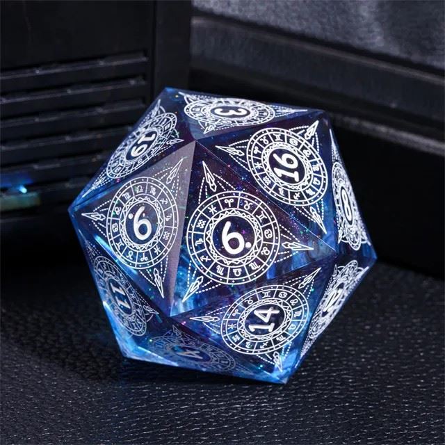 Constellation in Clear & Blue Sharp Resin - D20 RPG Dice