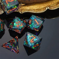 Thumbnail for Candy in Blue & Green Sharp Resin - 7pcs RPG Dice Set