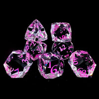 Thumbnail for 7pcs Dice Gem Glass Facet Pink Font Clear (HS)