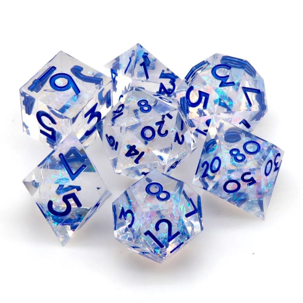 Candy in Clear Sharp Resin - 7pcs RPG Dice Set