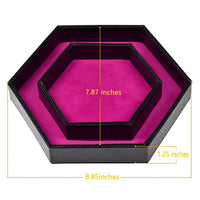 Thumbnail for Magenta Velvet & Black PU Leather - Hexagon Lid Dice Tray