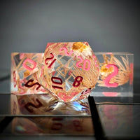 Thumbnail for Gold Flower in Clear Filled Sharp Resin - 7pcs RPG Dice Set