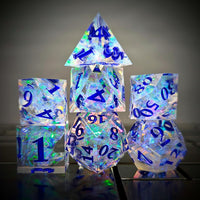 Thumbnail for 7pcs Dice Sharp Candy Blue Font Blue Clear