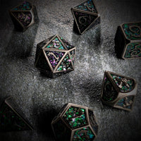 Thumbnail for Glitter Pink Enamel in Silver Metal - 7pcs RPG Dice Set