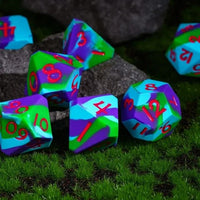 Thumbnail for Purple & Blue Layered Silicone - 7pcs RPG Full Dice Set