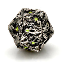 Thumbnail for Green Devils Eye in Silver Metal - Hollow D20 RPG Dice