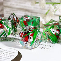 Thumbnail for Red Butterfly in Clear Filled Sharp Resin - 7pcs RPG Dice Set