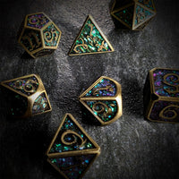 Thumbnail for Glitter Pink Enamel in Bronze Metal - 7pcs RPG Dice Set