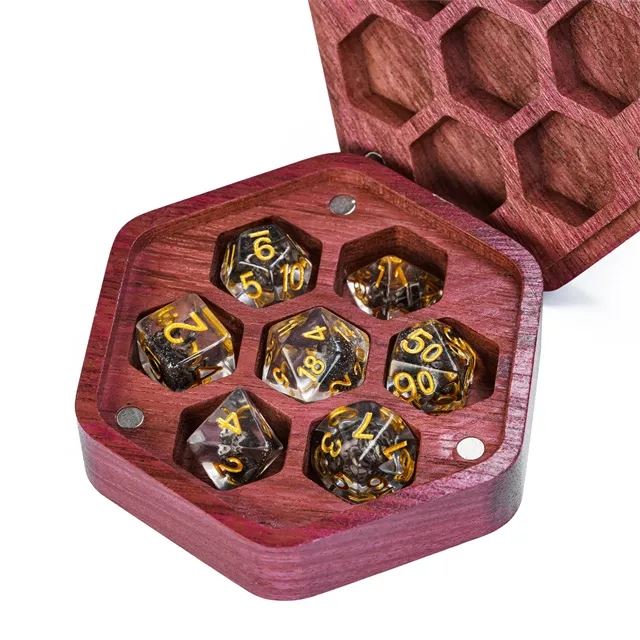 Purpleheart Wood with 7 Slots -  Magnetic Dice Storage