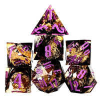 Thumbnail for Foil Feather Black & Clear Filled Sharp Resin - 7pcs RPG Dice Set