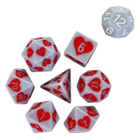 Thumbnail for 7pcs Dice Resin Pattern Hearts Red Font Grey