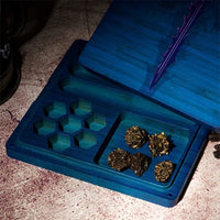 Thumbnail for Blue Sword with Wings on Bamboo Wood - Magnetic Dice Storage