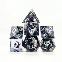Thumbnail for Bead Swirl in Purple & Clear Filled Sharp Resin - 7pcs RPG Dice Set