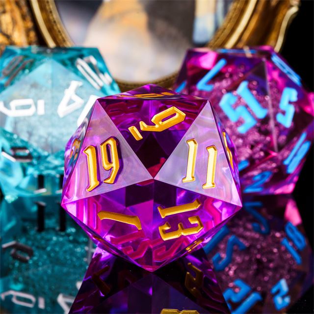 Magenta & Clear Sharp Acrylic - D20 RPG Dice