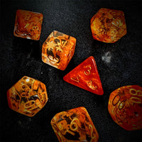 Thumbnail for Leaves in Clear & Orange Resin - 7pcs RPG Full Dice Set