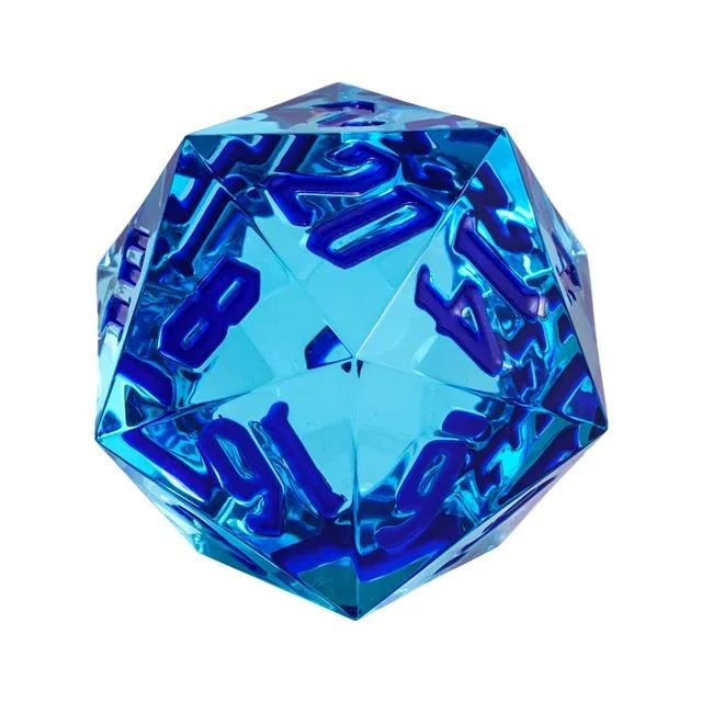 Clear & Blue Sharp Acrylic  - D20 RPG Dice