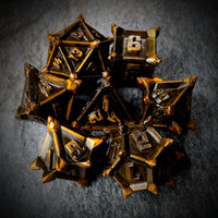 Thumbnail for 7pcs RPG Dice Set - Spiky Gold Metal