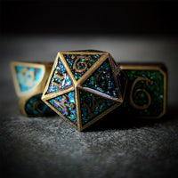 Thumbnail for Glitter Pink Enamel in Bronze Metal - 7pcs RPG Dice Set