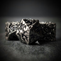 Thumbnail for 7pcs RPG Dice Set - Black Wash over Silver Metal Brains