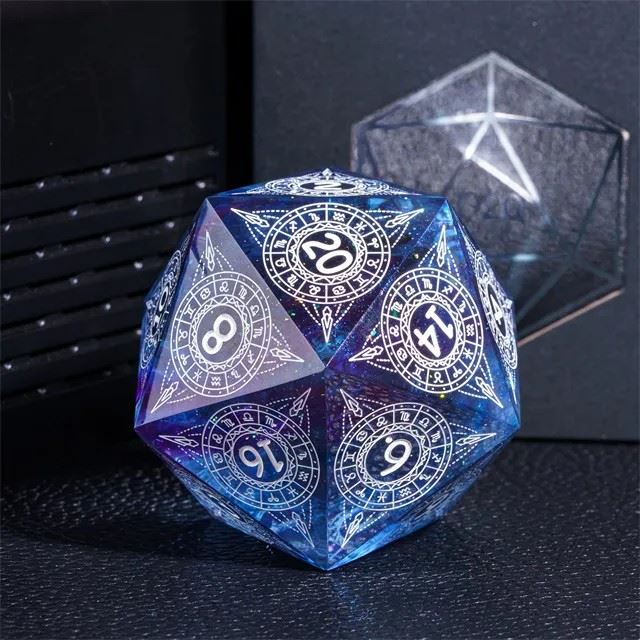 Constellation in Clear & Blue Sharp Resin - D20 RPG Dice