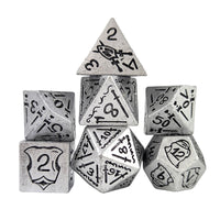 Thumbnail for 7pcs RPG Full Dice Set - Black Pattern on Silver Resin