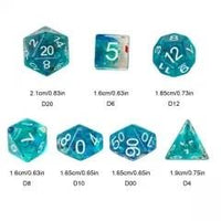 Thumbnail for 7pcs Dice Resin Swirl White Font Clear Blue Multicolour