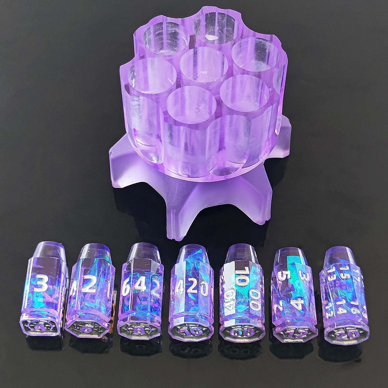7pcs Dice Resin Unique Bullet Candy Silver Font Red